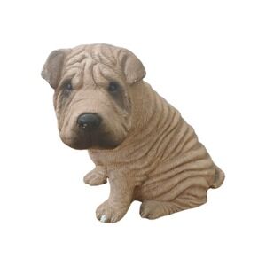 Vintage Sandicast Brown Shar Pei Dog Figurine Sandra Brue 1986 Shar Pei